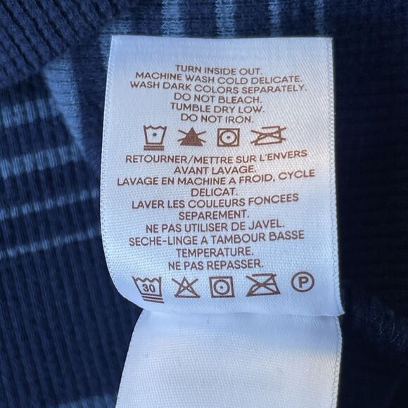 Blake Shelton x Lands End Henley Shirt Mens Large Blue Striped Ribbed Casual - Picture 6 of 10